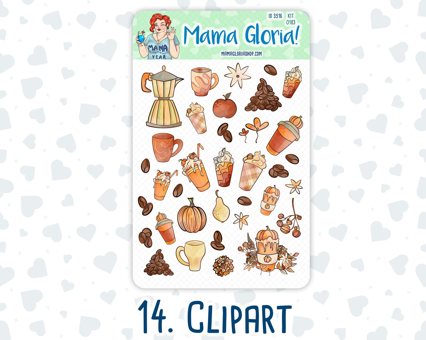 Kit 0183 Add Ons - Natl. Coffee Day - September- Autumn - Planner Stickers - Kit 2024