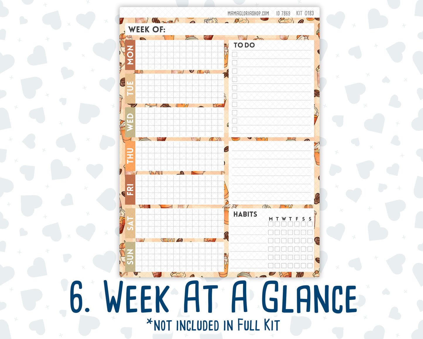 Kit 0183 - 7x9 Daily Duo - Natl. Coffee Day - September- Autumn - Planner