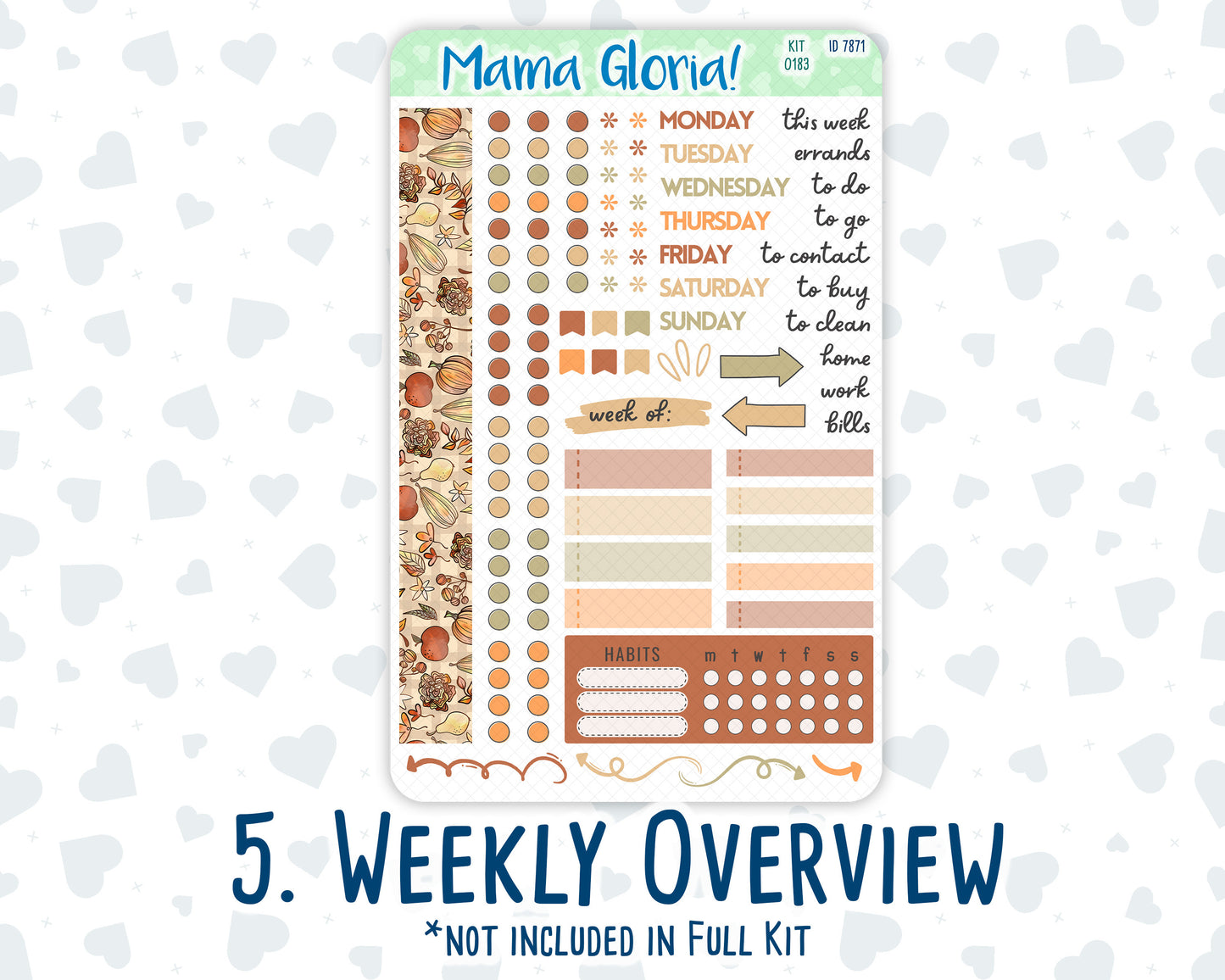 Kit 0183 - 7x9 Daily Duo - Natl. Coffee Day - September- Autumn - Planner