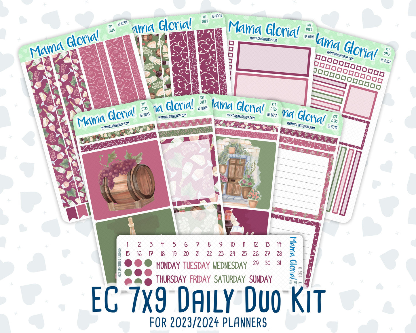 Kit 0185 - 7x9 Daily Duo - Wine Time - September- Autumn - Planner