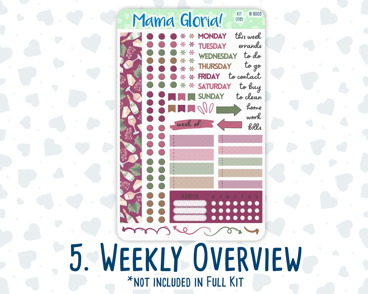 Kit 0185 - 7x9 Daily Duo - Wine Time - September- Autumn - Planner