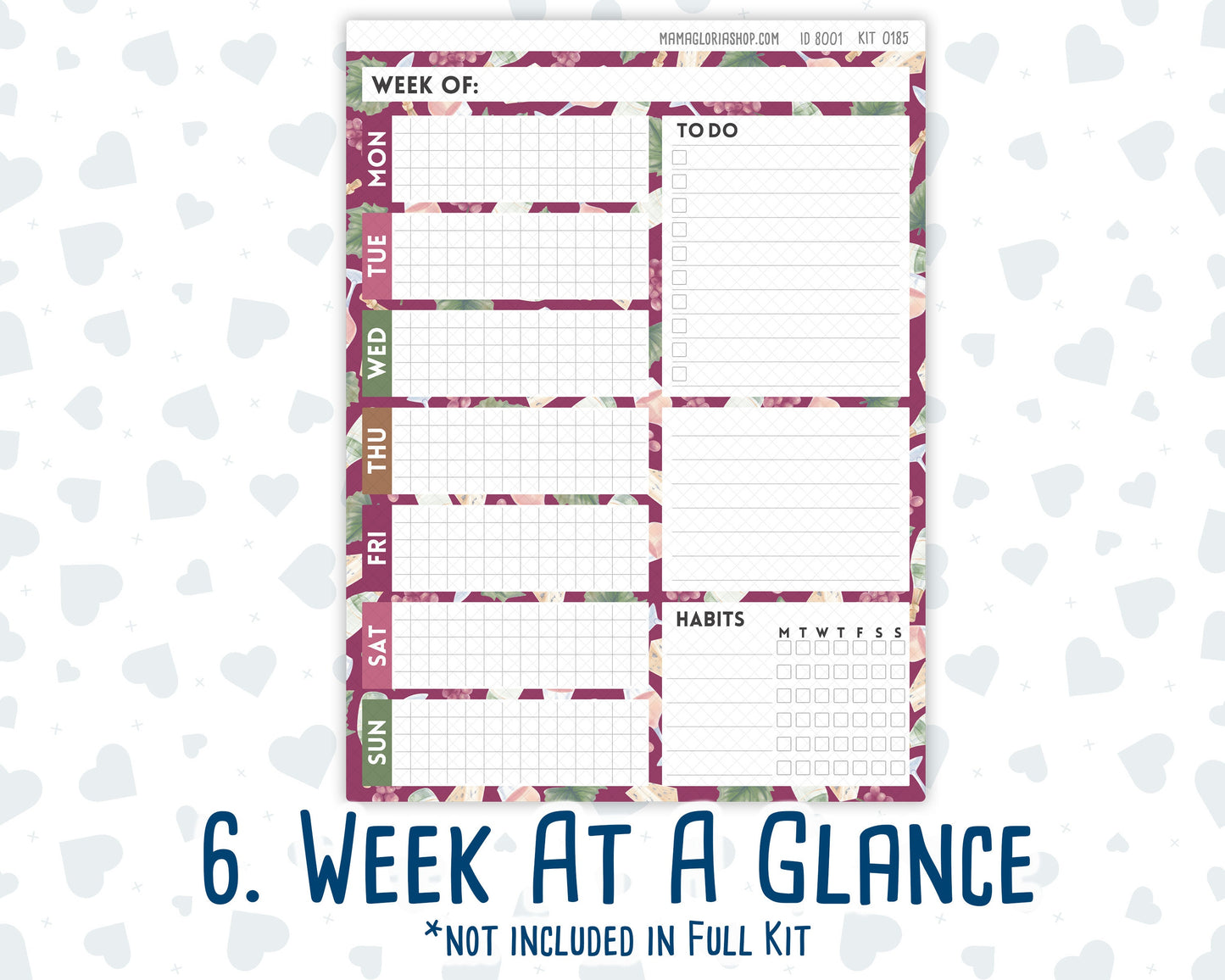 Kit 0185 - 7x9 Daily Duo - Wine Time - September- Autumn - Planner