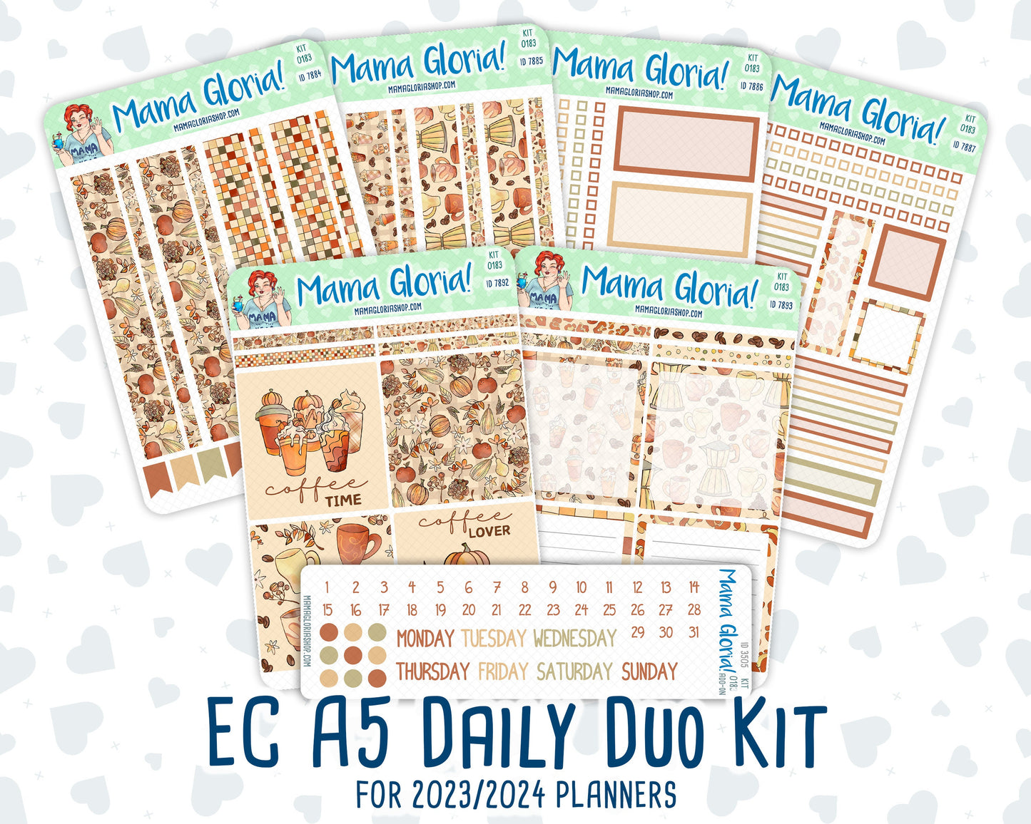Kit 0183 - A5 Daily Duo - Natl. Coffee Day - September - Autumn- Planner