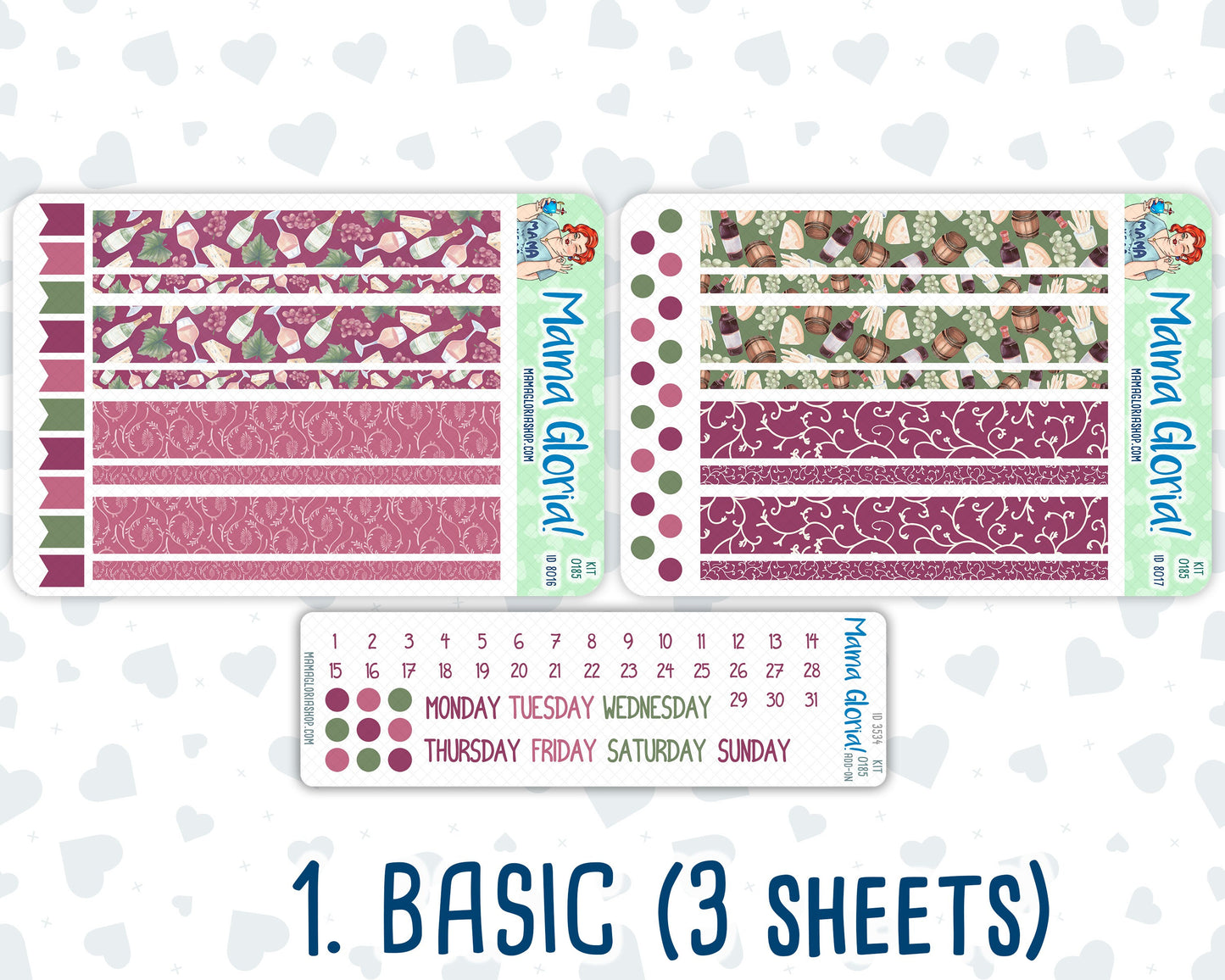 Kit 0185 - A5 Daily Duo - Wine Time - September - Autumn- Planner