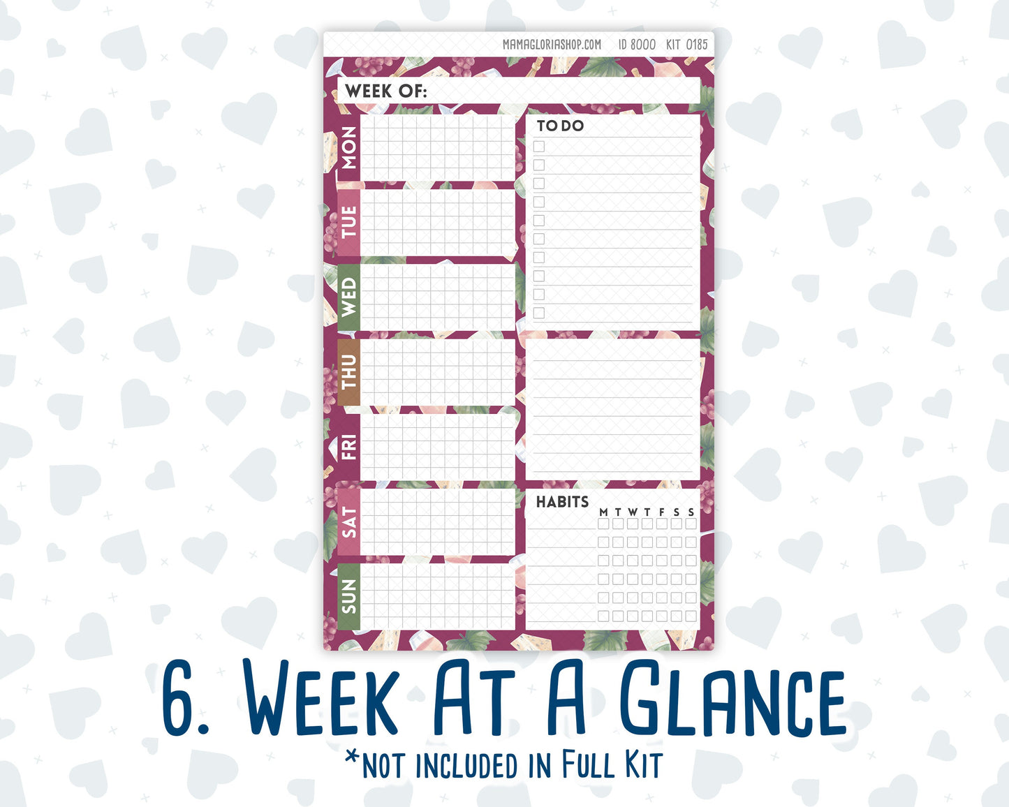 Kit 0185 - A5 Daily Duo - Wine Time - September - Autumn- Planner