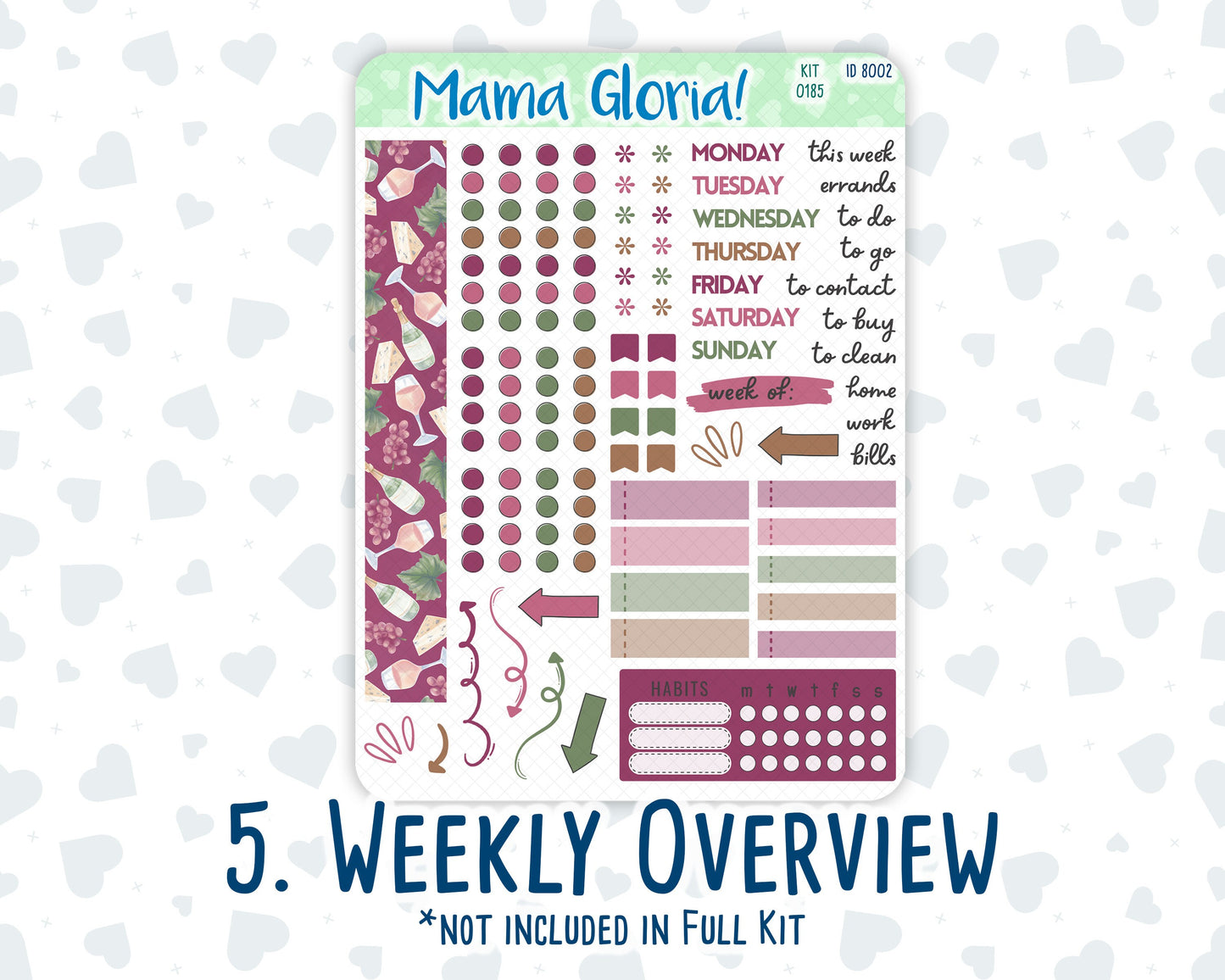 Kit 0185 - A5 Daily Duo - Wine Time - September - Autumn- Planner
