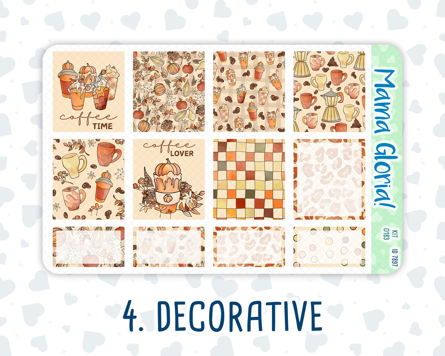 Kit 0183 - 7x9 - Natl.Coffee Day - September - Autumn - Weekly Kit For EC Horizontal Planners