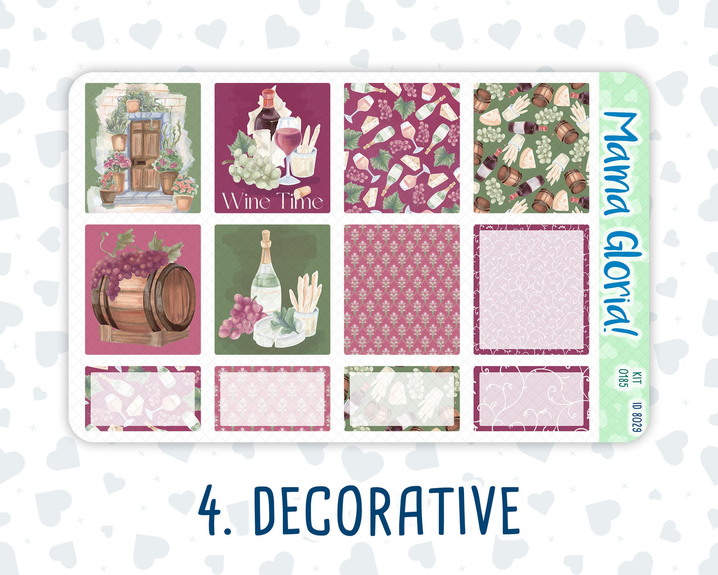 Kit 0185 - 7x9 - Wine Time - September - Autumn - Weekly Kit For EC Horizontal Planners
