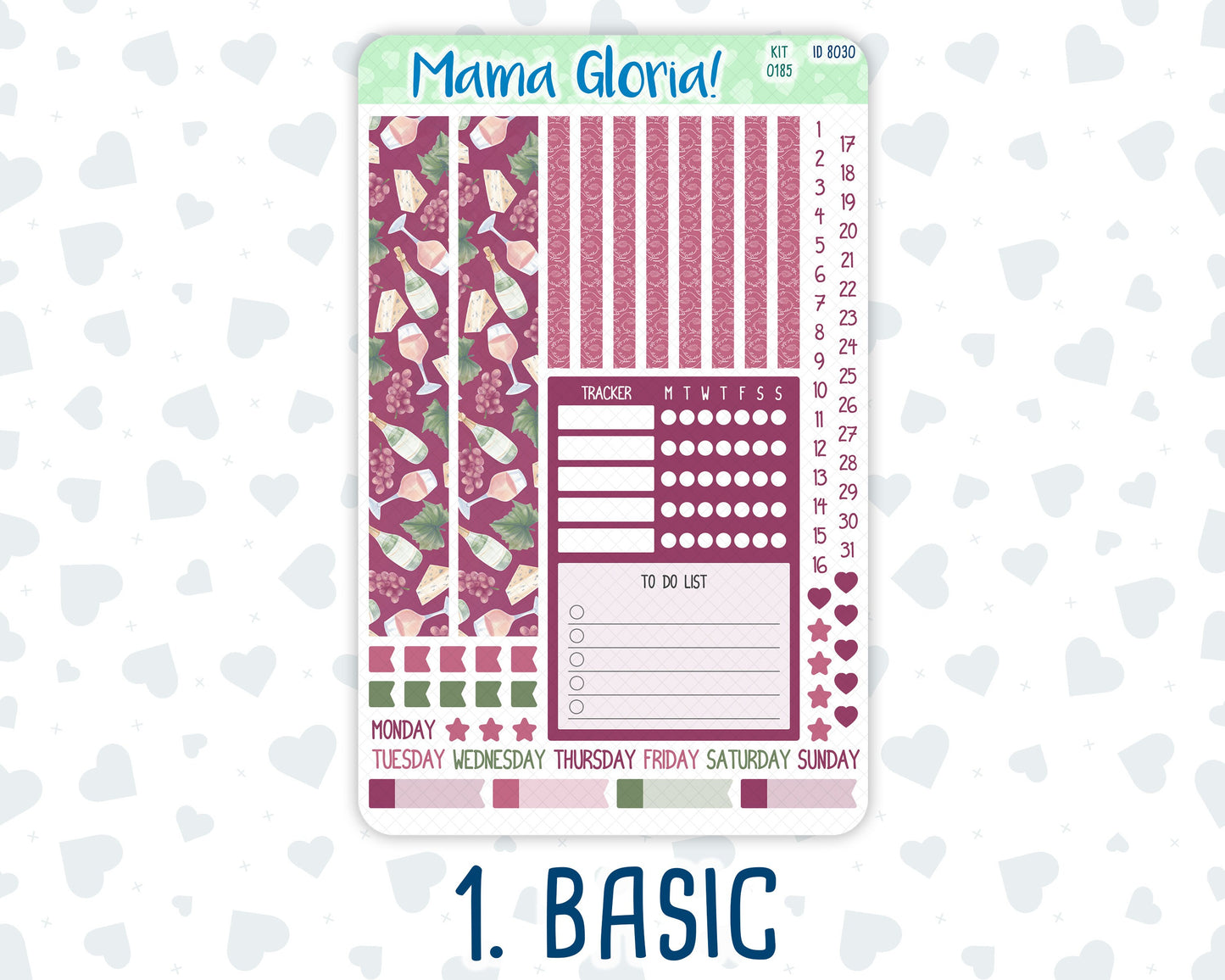 Kit 0185 - A5 Compact Vertical - Wine Time - September - Weekly
