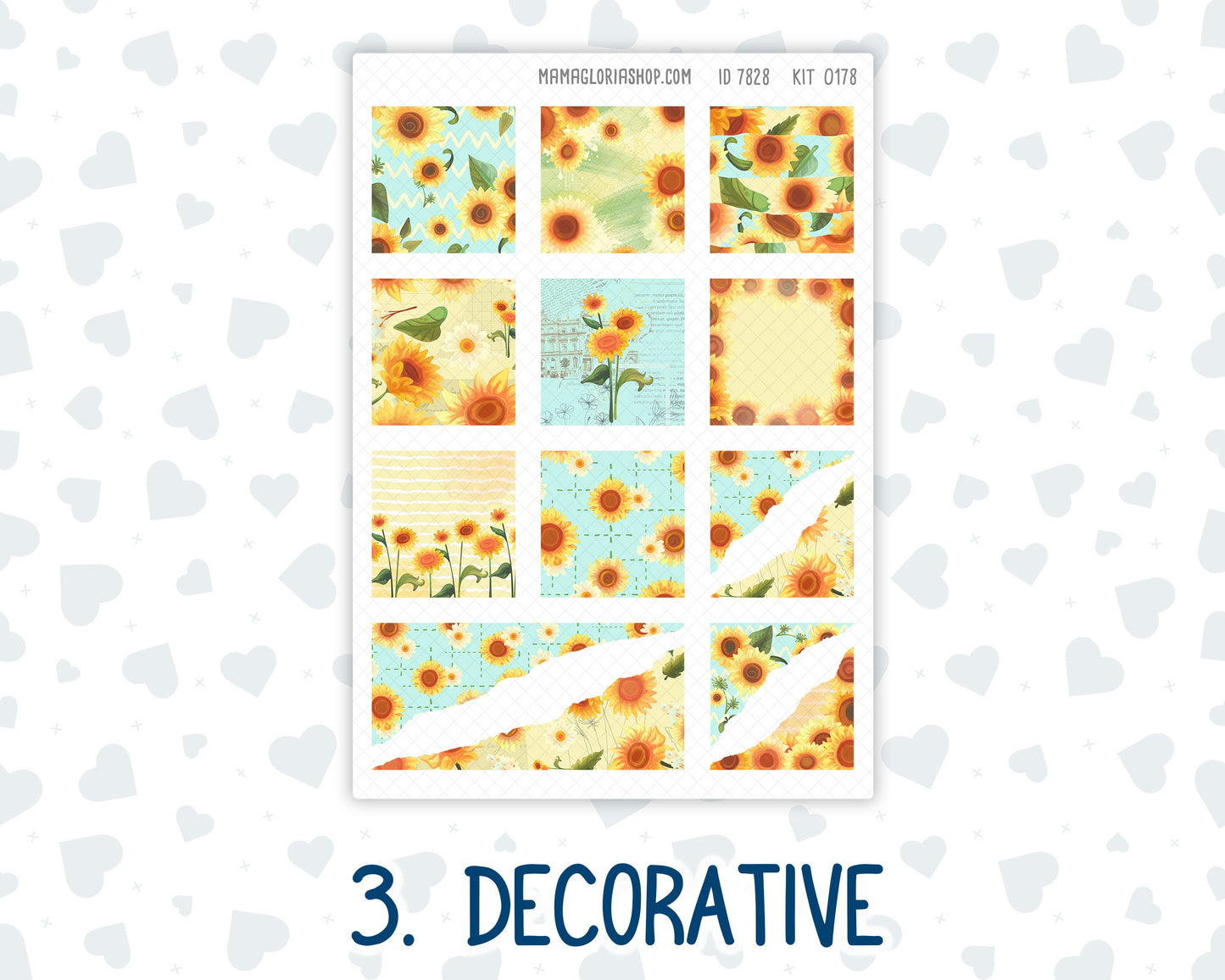 Kit 0178 Hobonichi Cousin – Weekly Kit – 1.3” Wide Columns - Sunflowers - August - Summer