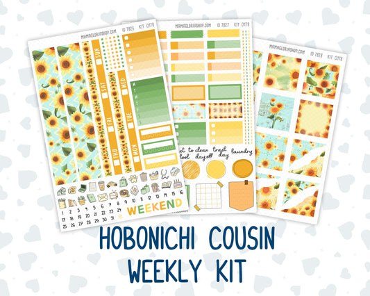Kit 0178 Hobonichi Cousin – Weekly Kit – 1.3” Wide Columns - Sunflowers - August - Summer