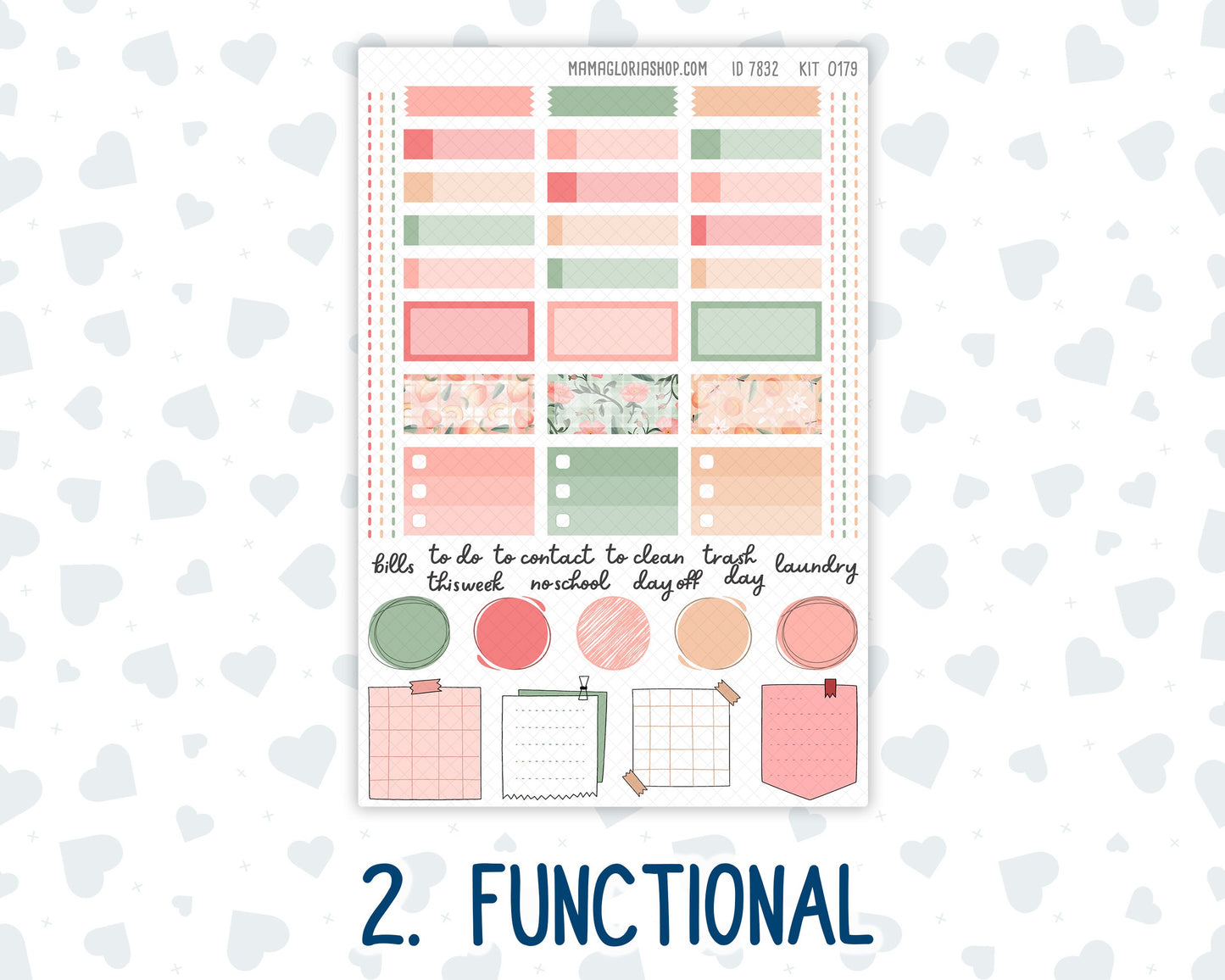 Kit 0179 Hobonichi Cousin – Weekly Kit – 1.3” Wide Columns - Peaches - August - Summer
