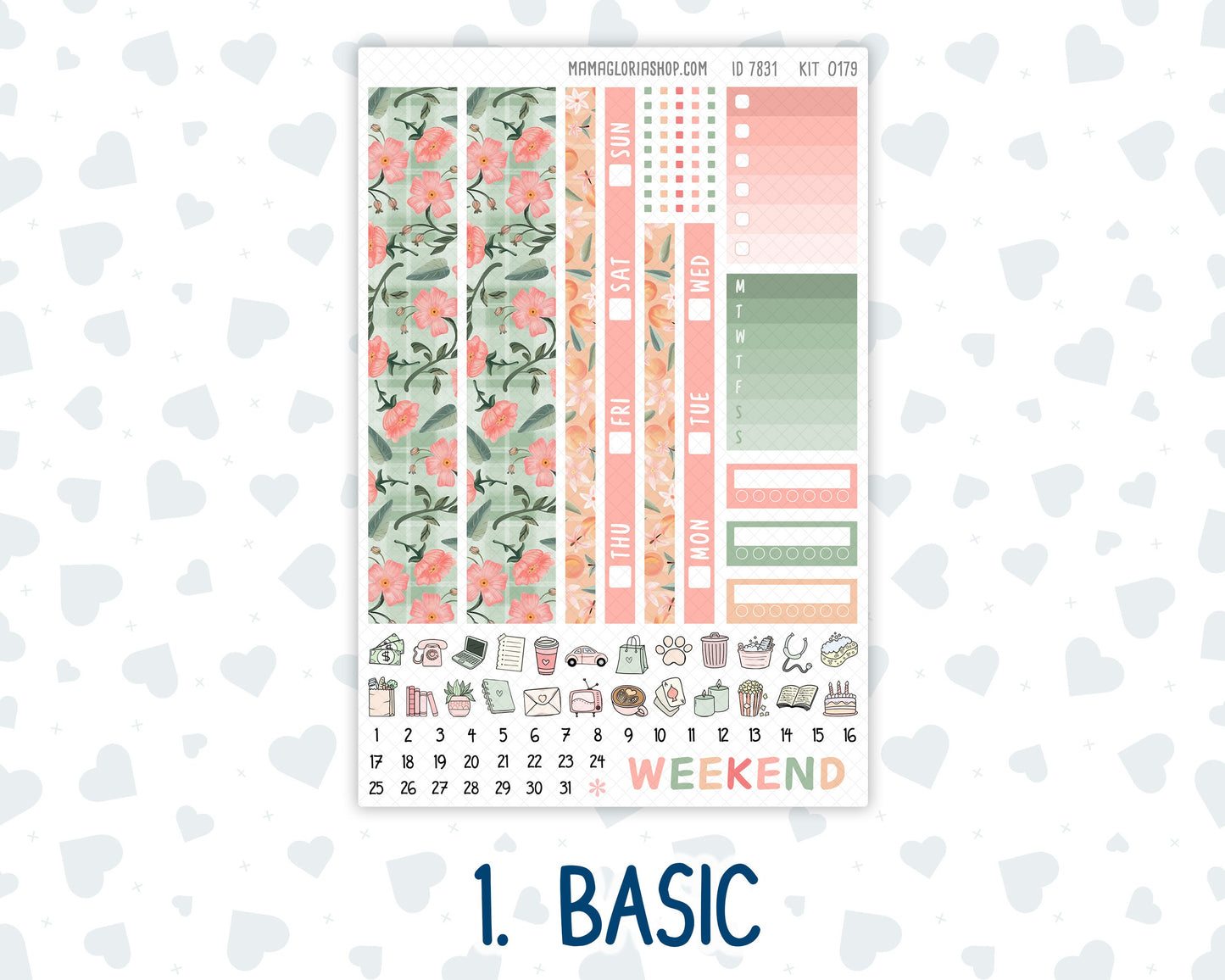 Kit 0179 Hobonichi Cousin – Weekly Kit – 1.3” Wide Columns - Peaches - August - Summer
