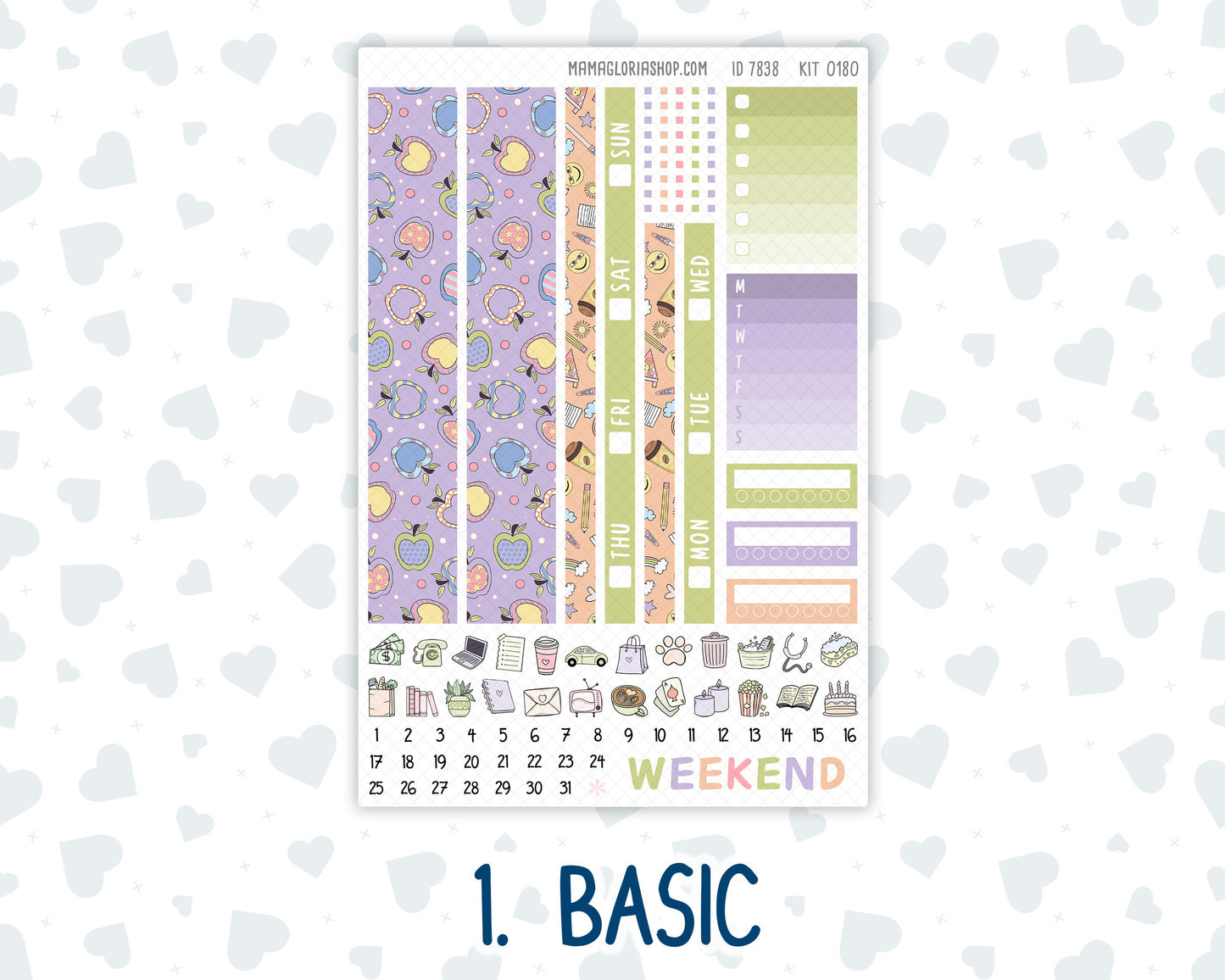 Kit 0180 Hobonichi Cousin – Weekly Kit – 1.3” Wide Columns - Back To School - August - Summer
