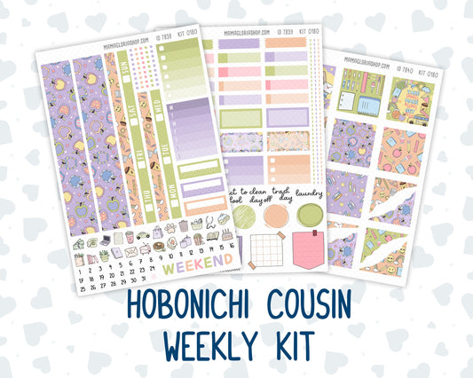 Kit 0180 Hobonichi Cousin – Weekly Kit – 1.3” Wide Columns - Back To School - August - Summer