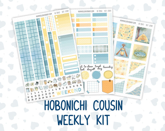 Kit 0181 Hobonichi Cousin – Weekly Kit – 1.3” Wide Columns - Camping - August - Summer