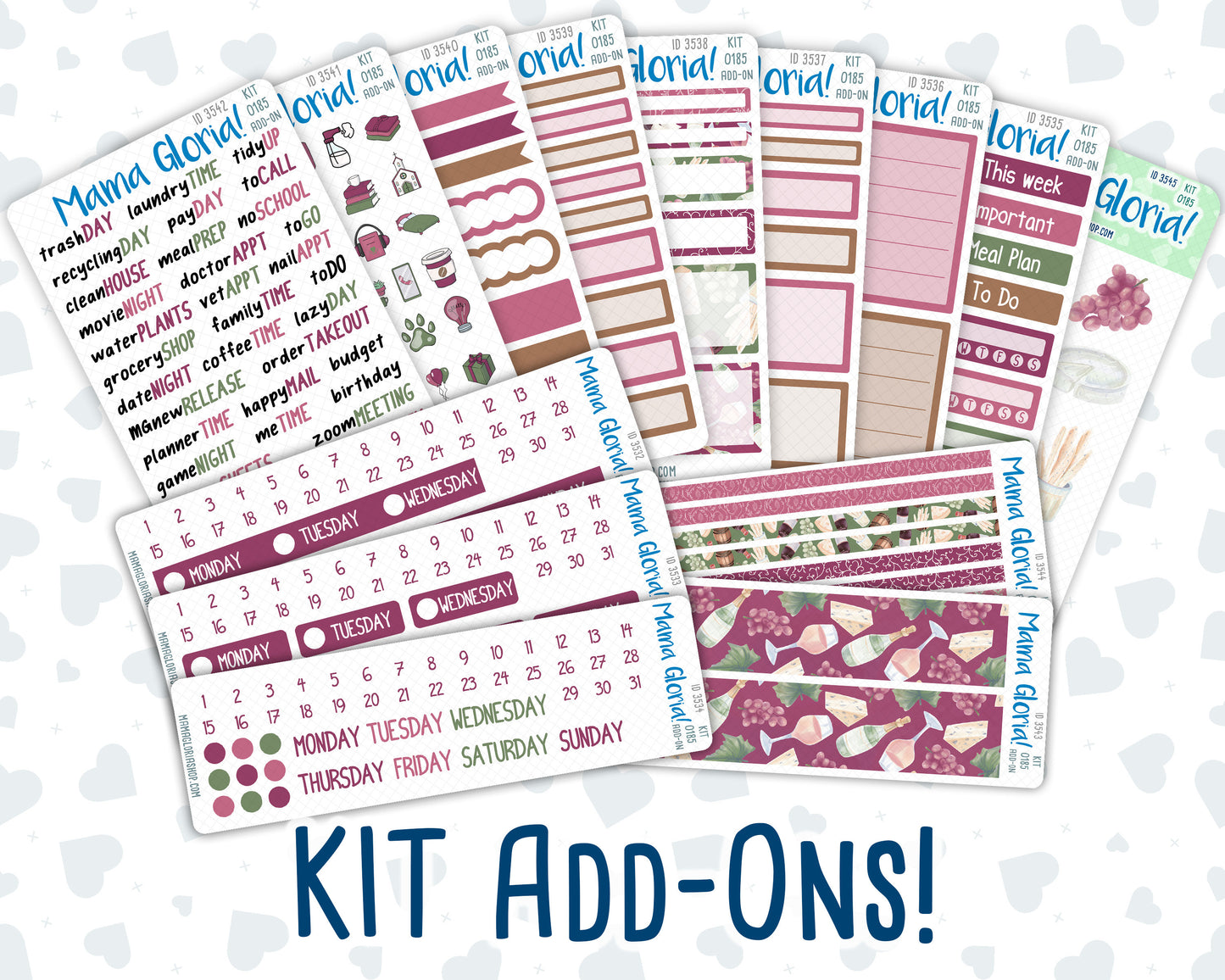 Kit 0185 Add Ons - Wine Time - September- Autumn - Planner Stickers - Kit 2024