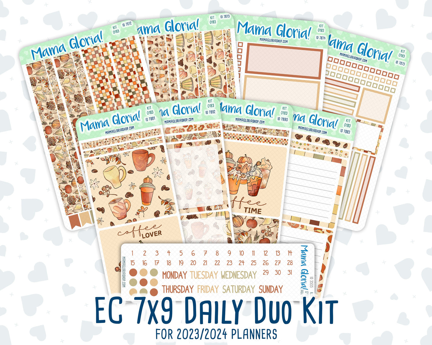 Kit 0183 - 7x9 Daily Duo - Natl. Coffee Day - September- Autumn - Planner