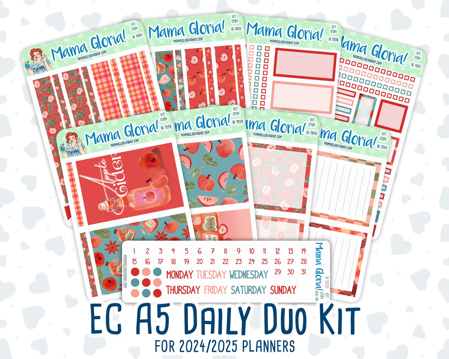 Kit 0184 - A5 Daily Duo - Apple Cider - September - Autumn- Planner