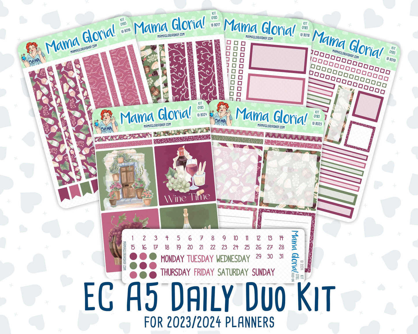 Kit 0185 - A5 Daily Duo - Wine Time - September - Autumn- Planner