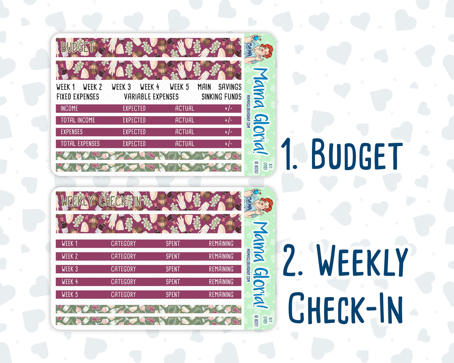 Kit 0185- Budget - Wine Time - For 7x9 & A5 Planners - Notebooks
