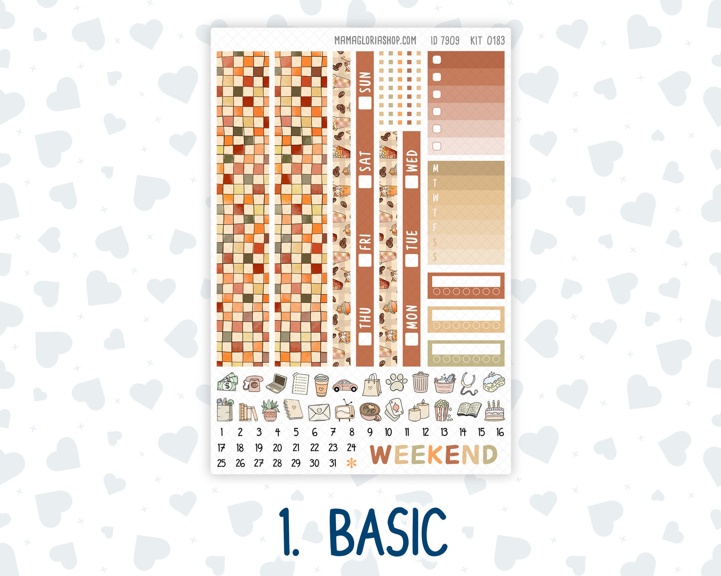 Kit 0183 Hobonichi Cousin – Weekly Kit – 1.3” Wide Columns - Natl.Coffee Day - September- Autumn
