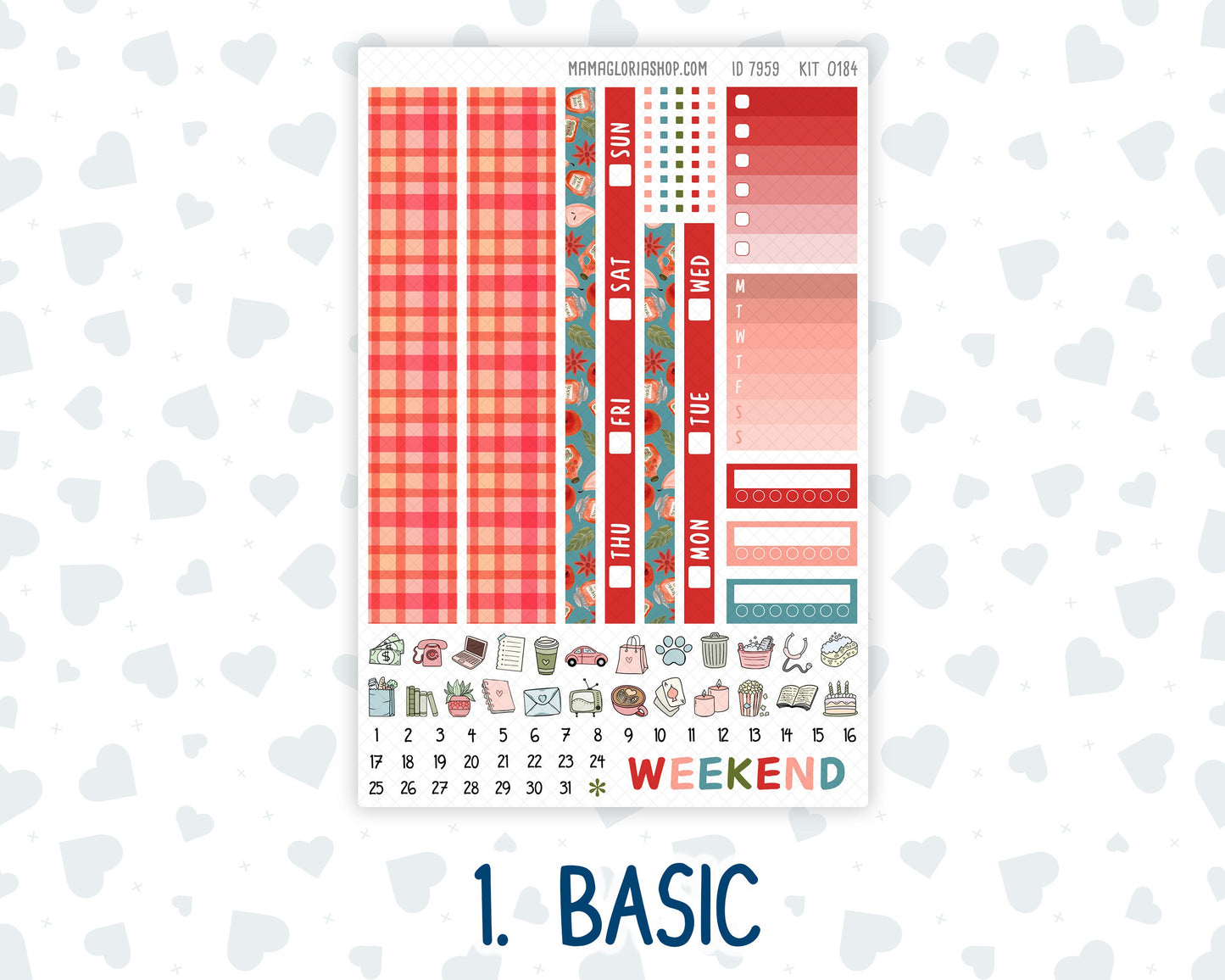 Kit 0184 Hobonichi Cousin – Weekly Kit – 1.3” Wide Columns - Apple Cider - September- Autumn