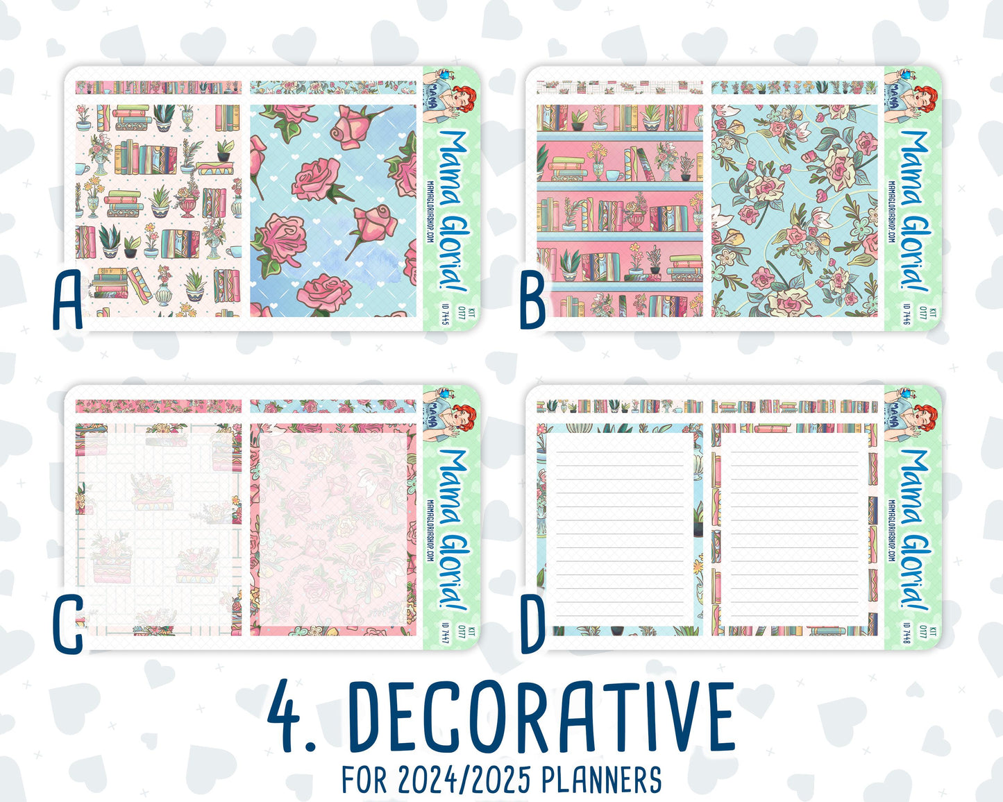 Kit 0177 - 7x9 Daily Duo - Books&Roses - Planner