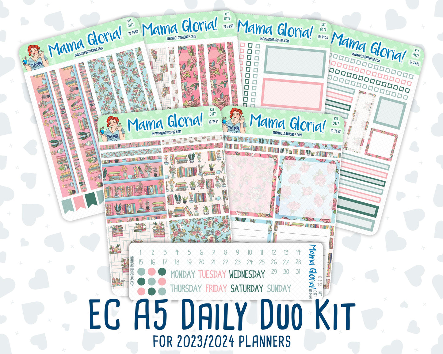 Kit 0177 - A5 Daily Duo - Books&Roses - Planner