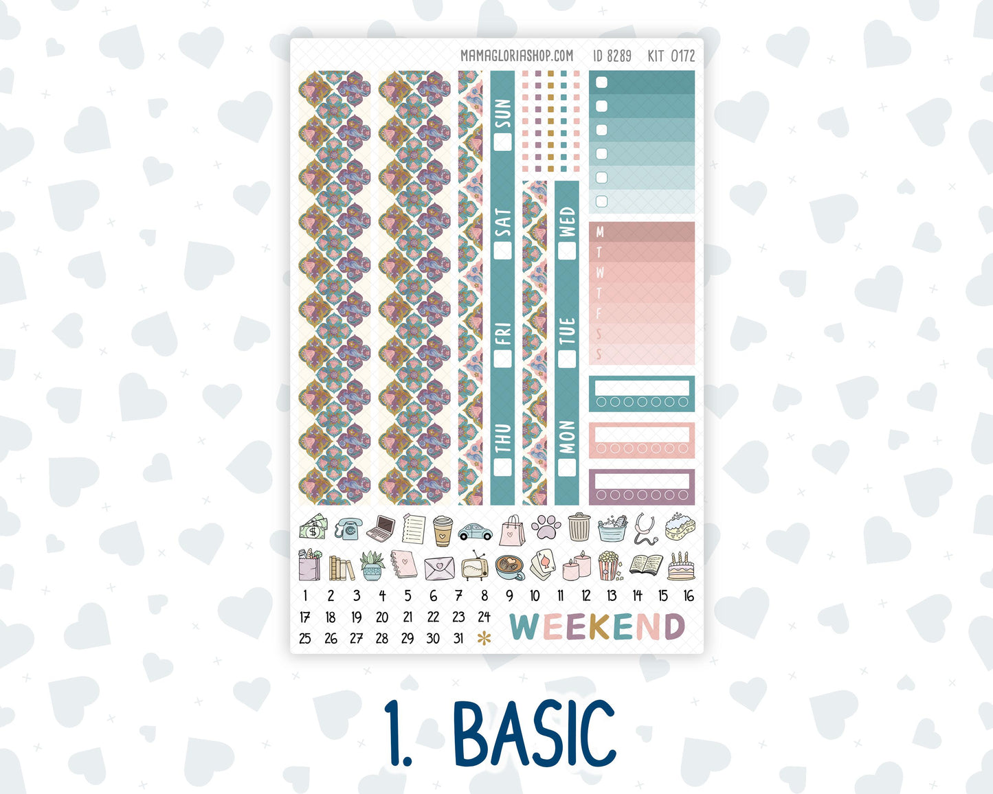 Kit 0172 Hobonichi Cousin – Weekly Kit – 1.3” Wide Columns - Mosaic