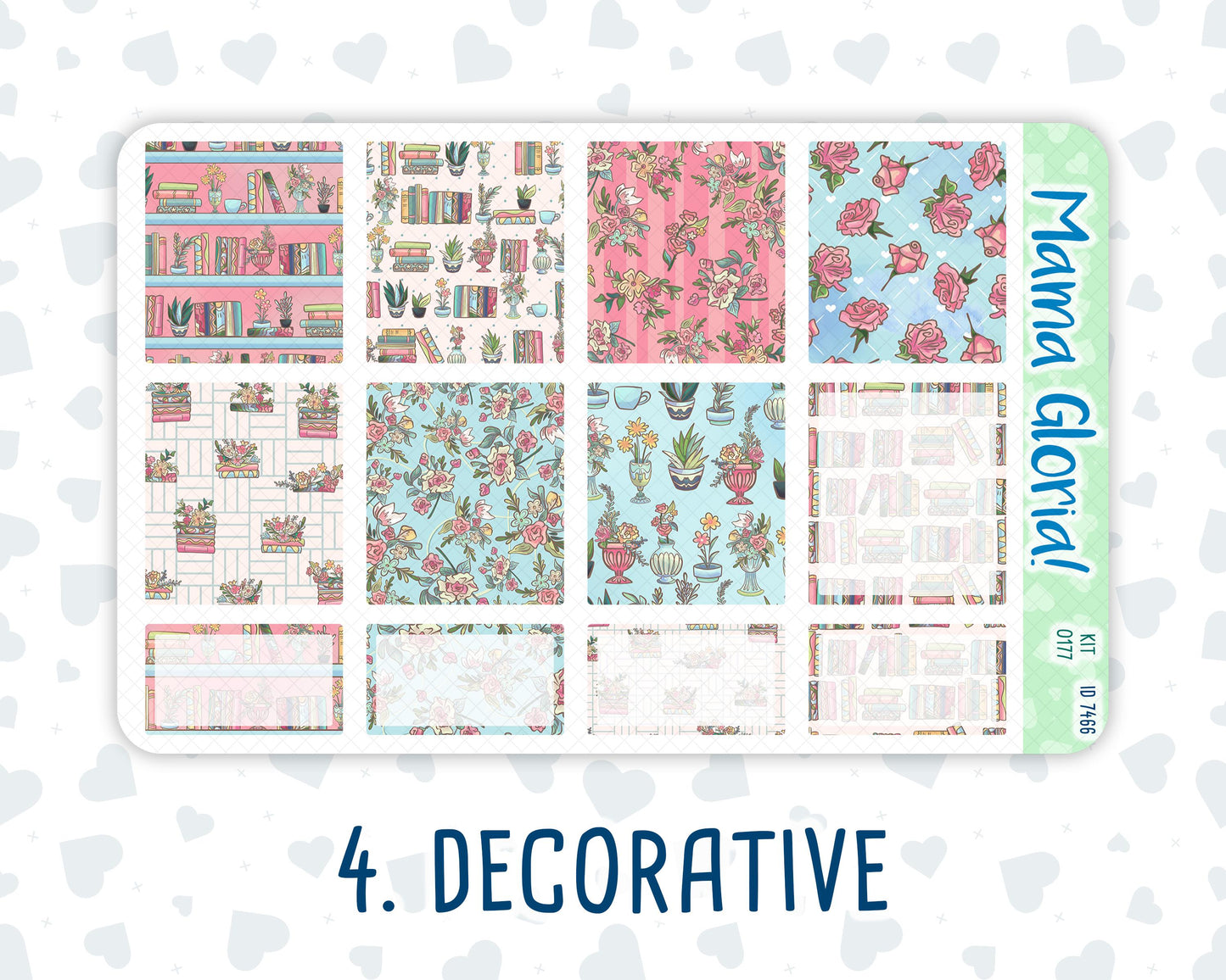 Kit 0177 - 7x9 - Books&Roses - Weekly Kit For EC Horizontal Planners