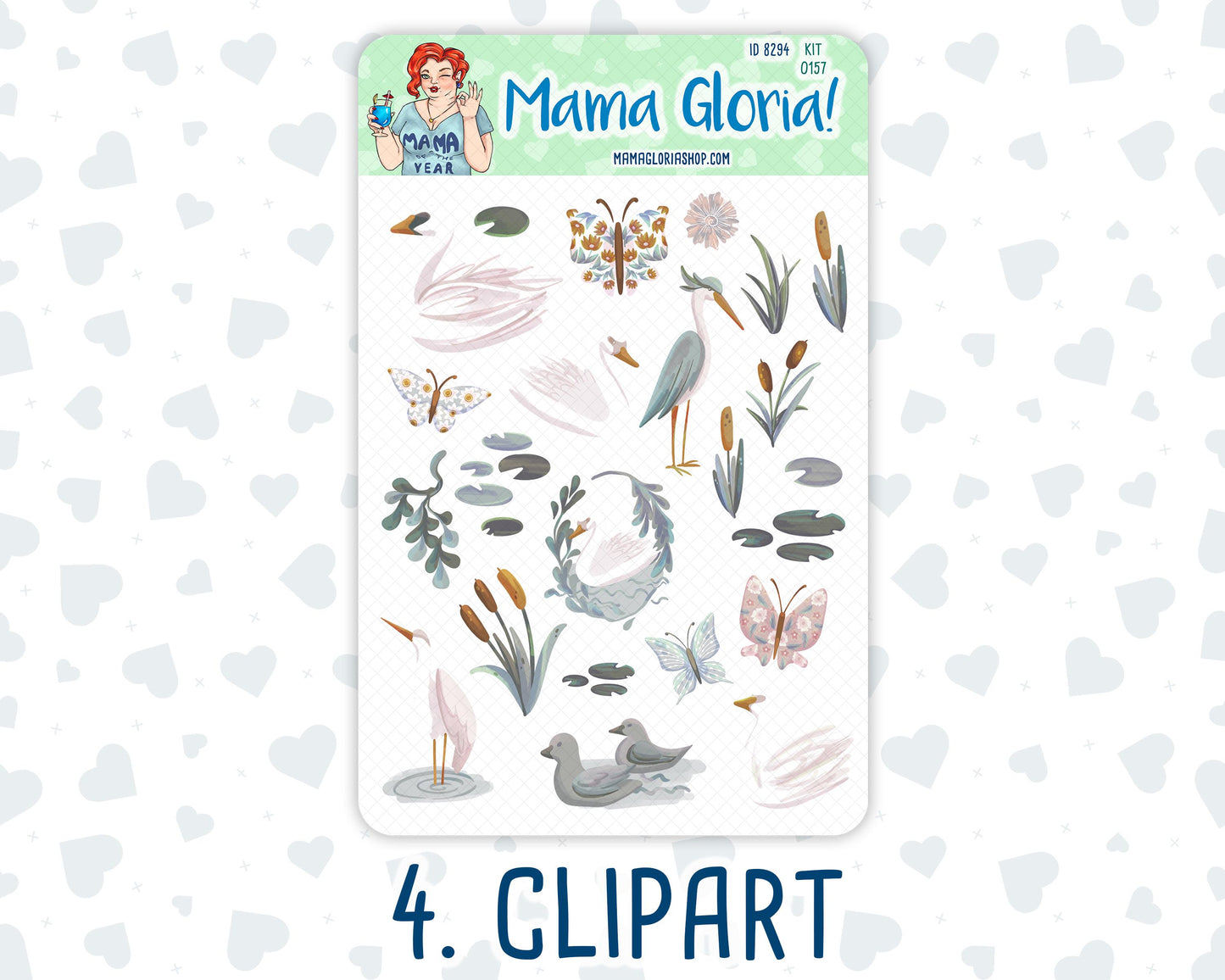 Kit 0157 - Swan Lake - Journaling Kit - For Planner - Notebook - Journal