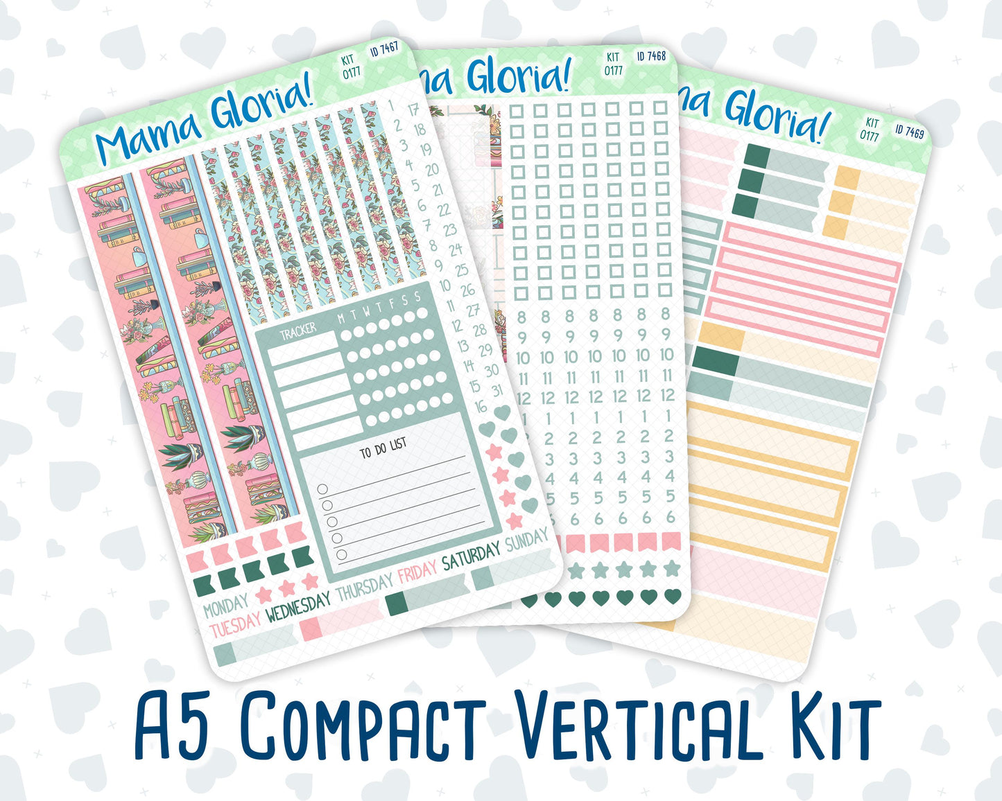 Kit 0177 - A5 Compact Vertical - Books&Roses - Weekly