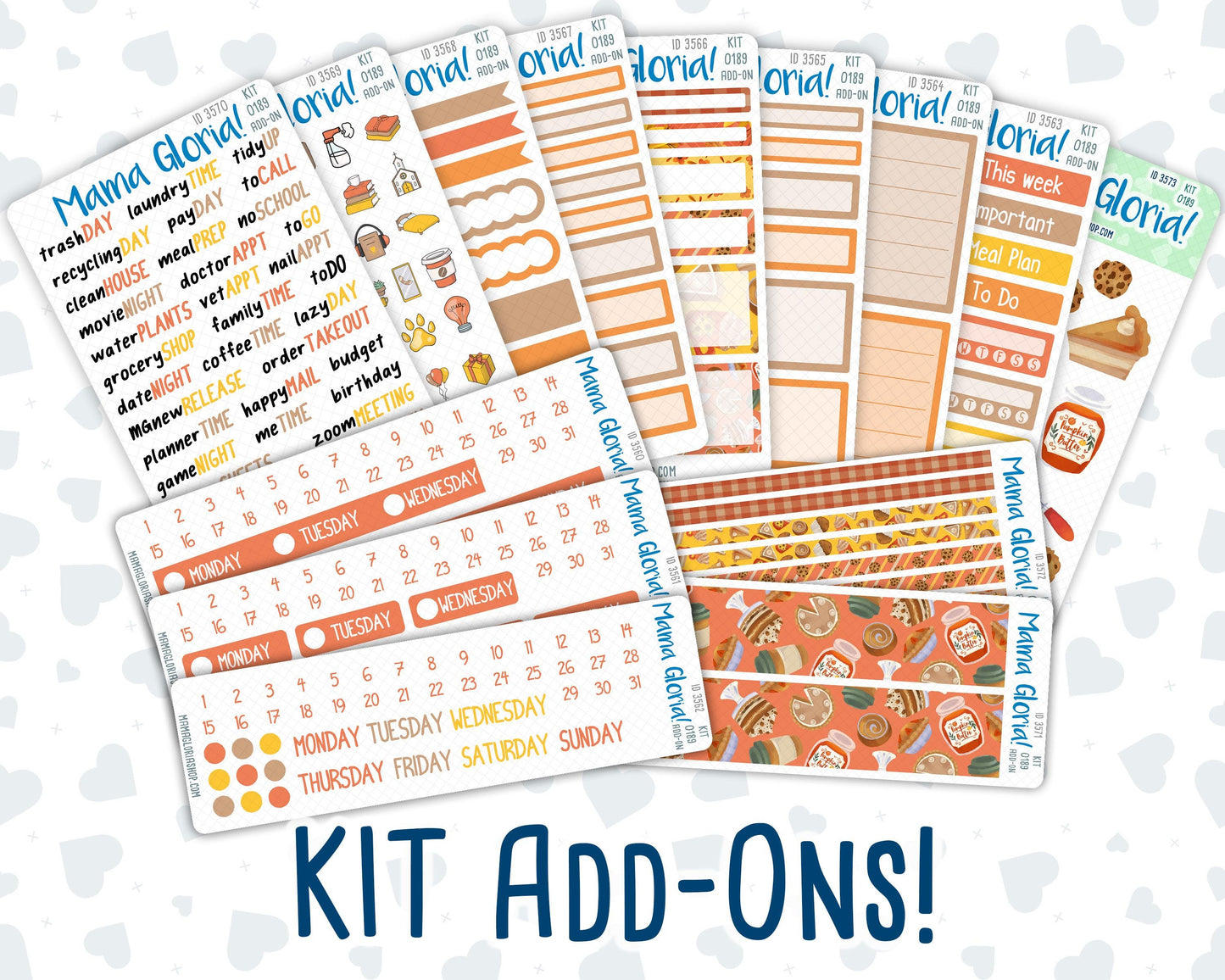 Kit 0189 Add Ons - Fall Backing - Planner Stickers - October - Kit 2024