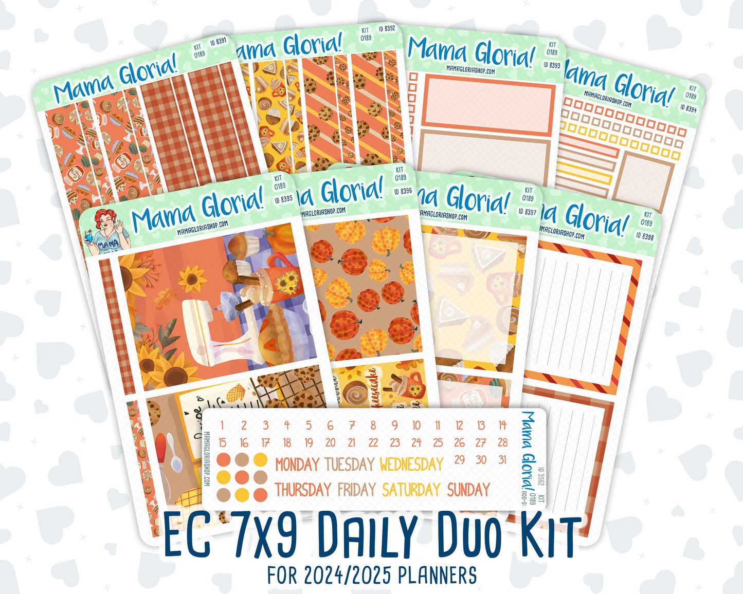 Kit 0189 - 7x9 Daily Duo - Fall Backing- October - Planner