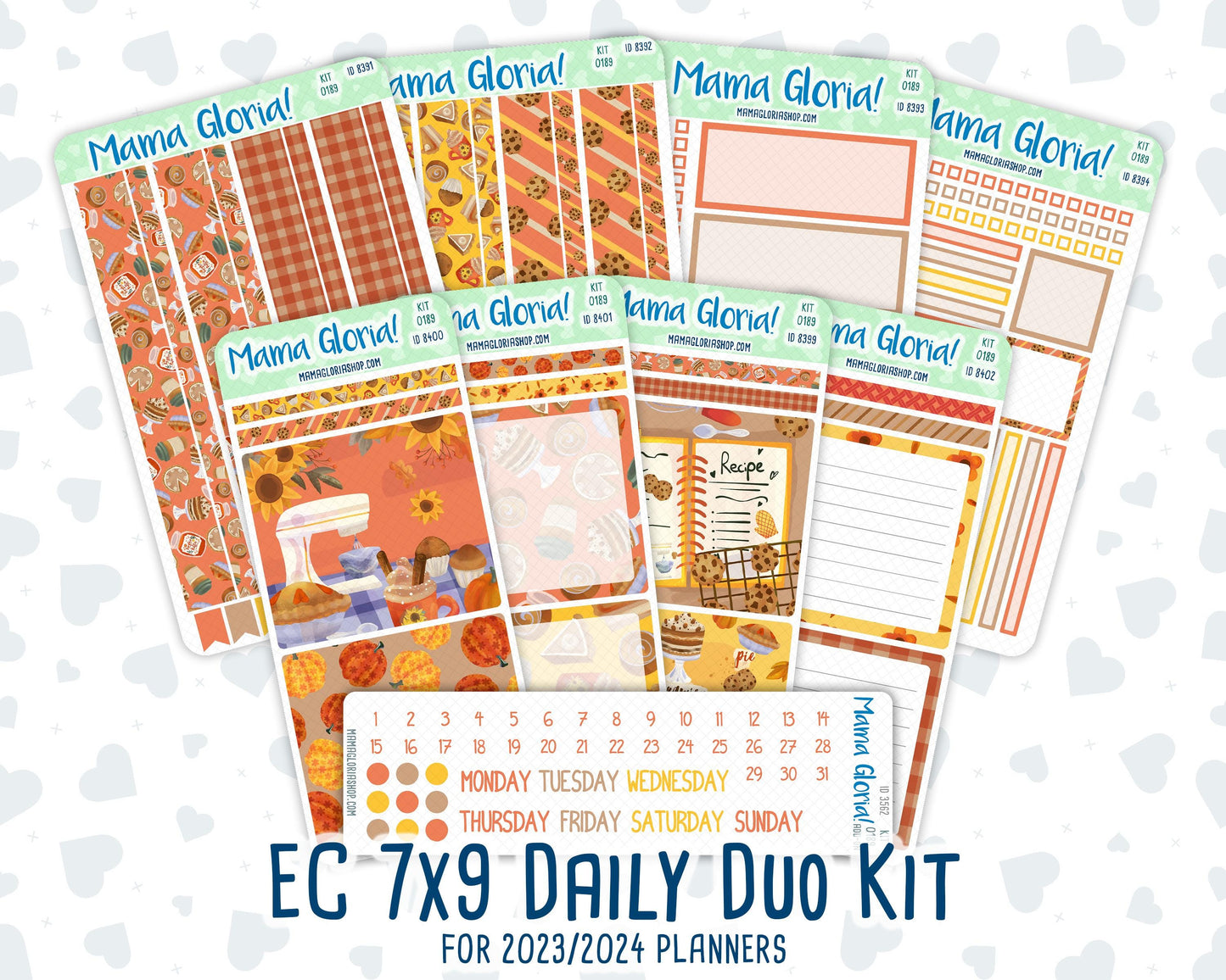 Kit 0189 - 7x9 Daily Duo - Fall Backing- October - Planner