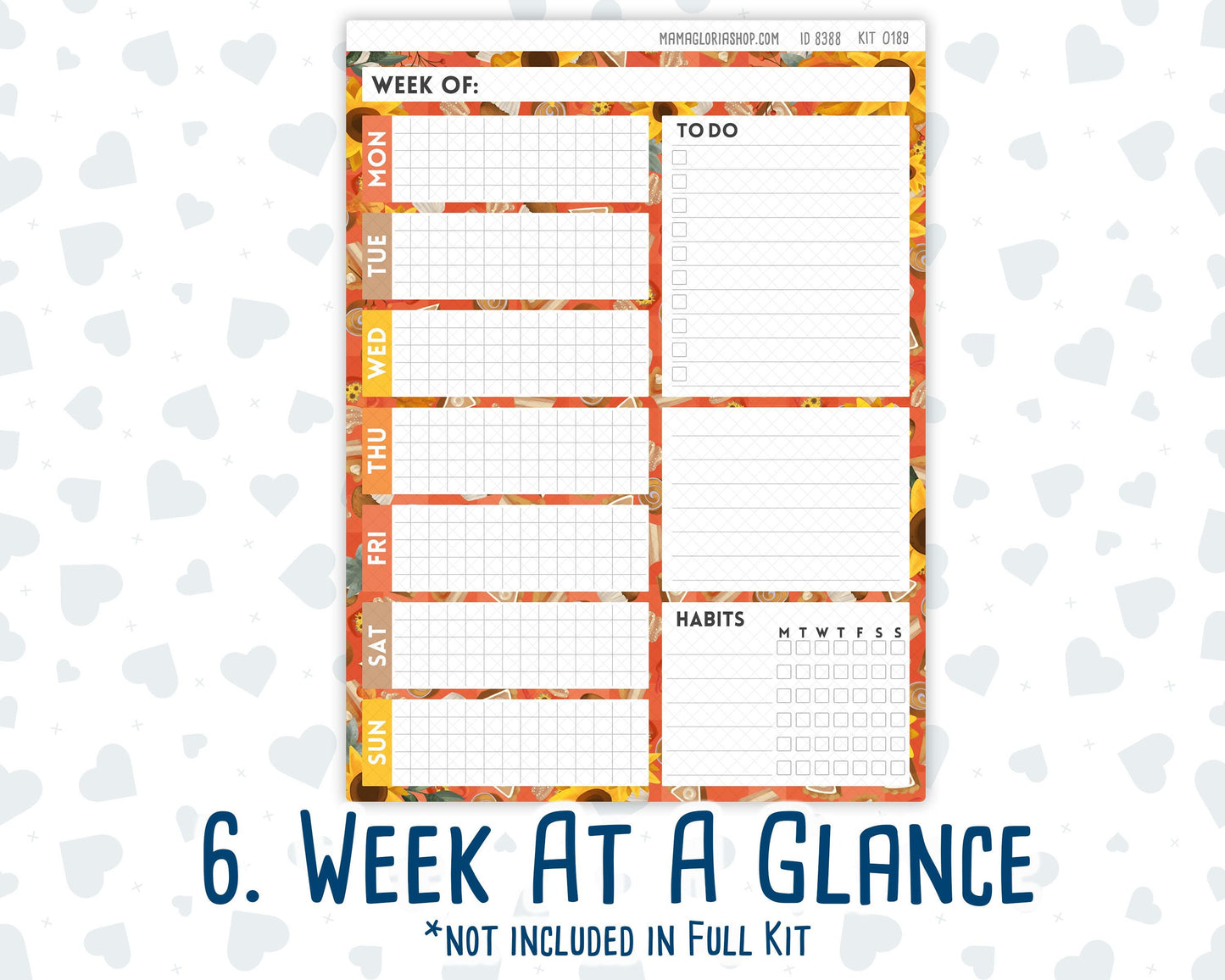 Kit 0189 - 7x9 Daily Duo - Fall Backing- October - Planner