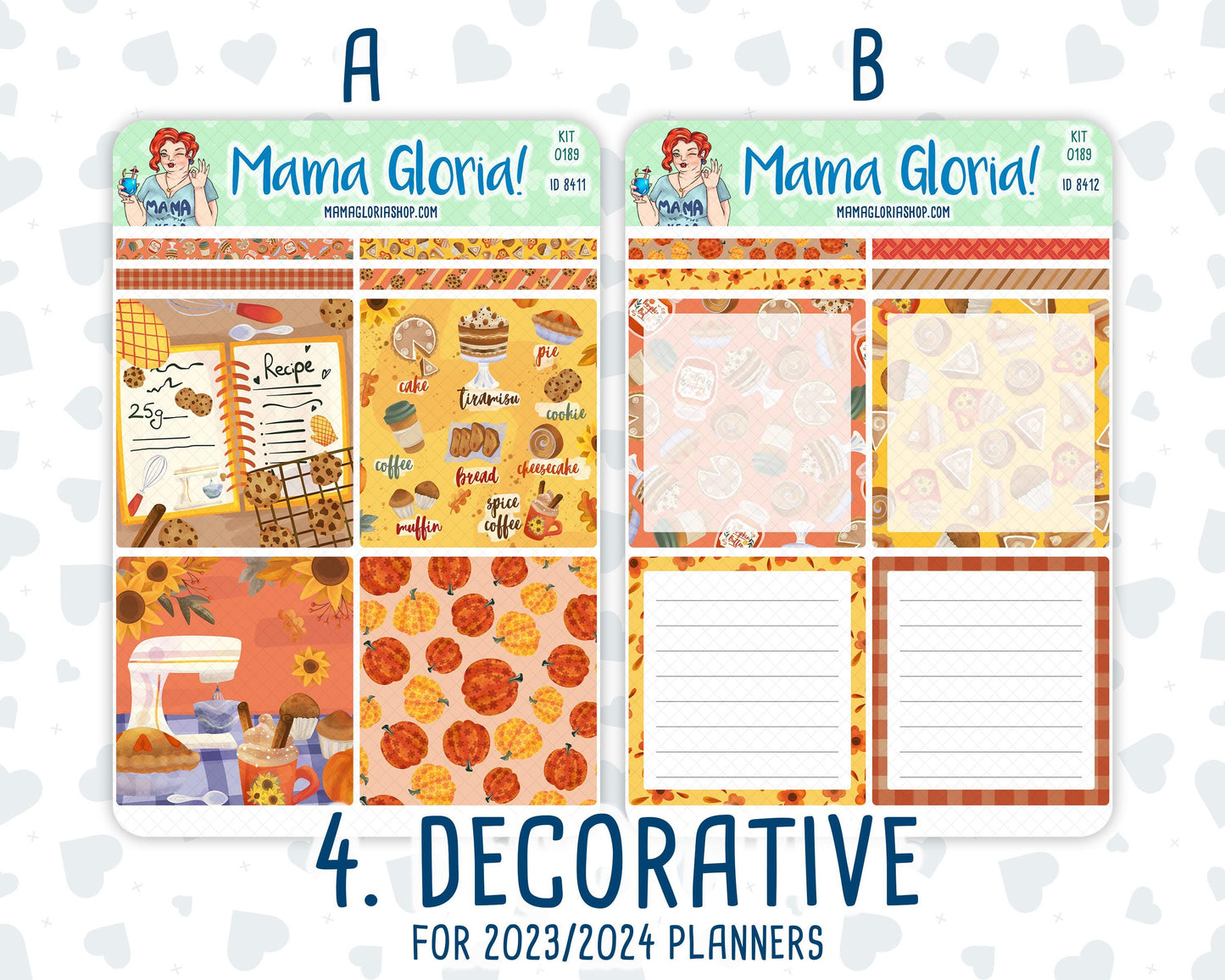 Kit 0189 - A5 Daily Duo - Fall Backing - October - Planner