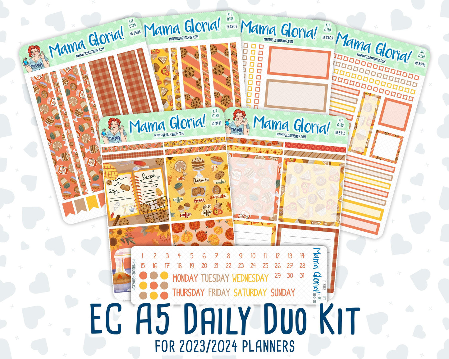Kit 0189 - A5 Daily Duo - Fall Backing - October - Planner