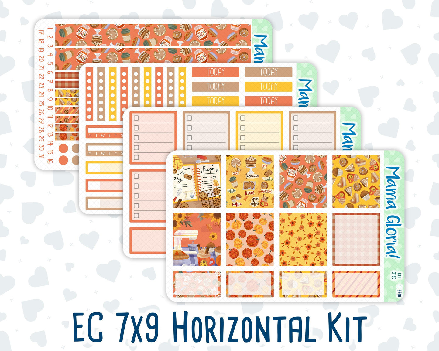 Kit 0189 - 7x9 - Fall Backing - Weekly Kit For EC Horizontal Planners - Fall- Autumn