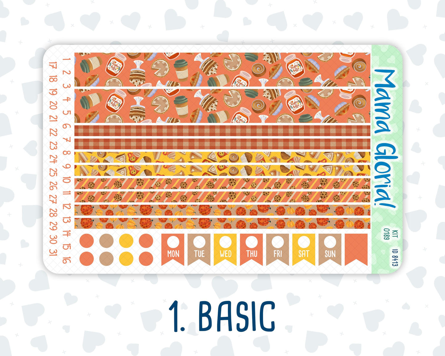 Kit 0189 - 7x9 - Fall Backing - Weekly Kit For EC Horizontal Planners - Fall- Autumn