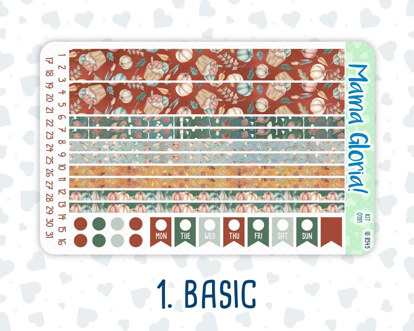 Kit 0191 - 7x9 - Autumn Harvest - Weekly Kit For EC Horizontal Planners - Fall- Autumn