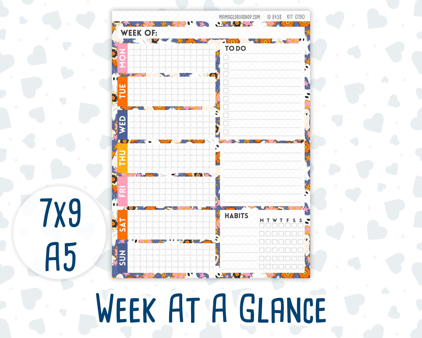 Kit 0190- Week At A Glance - Halloween Spooktacular - For 7x9 & A5 Planners - Notebooks - October- Autumn-Fall