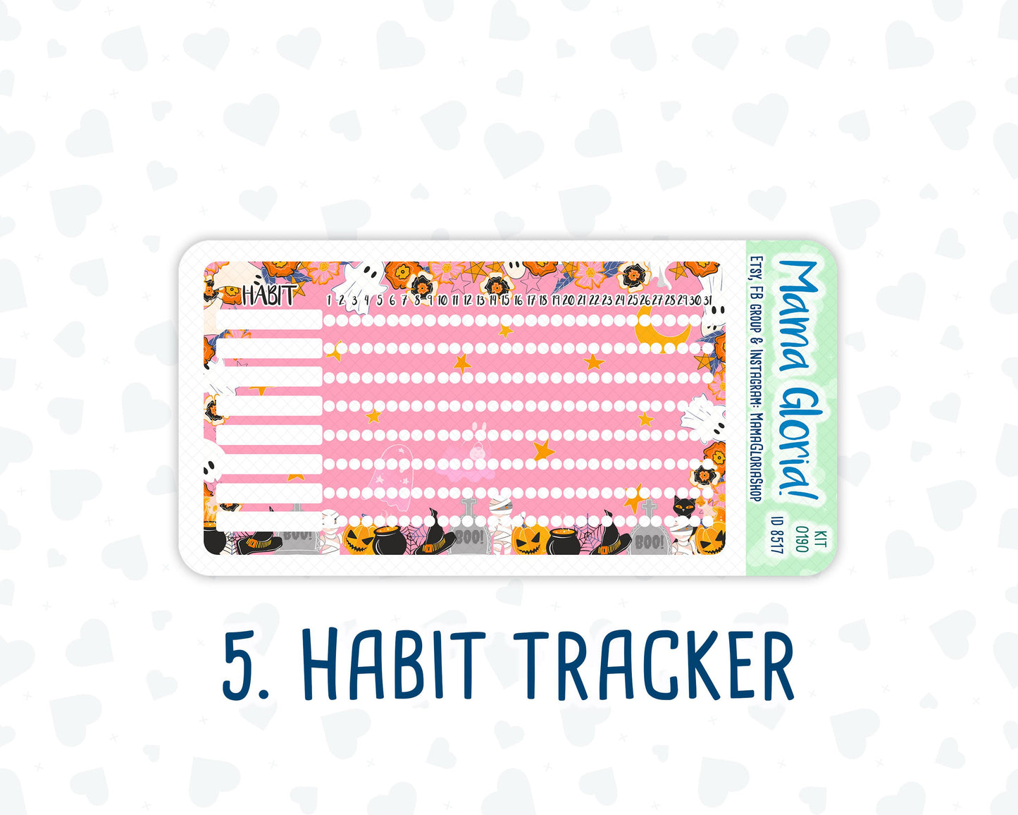 Kit 0190 - A5 - Halloween Spooktacular - October - Autumn- Notes Pages - Dashboard Kit - Productivity Page