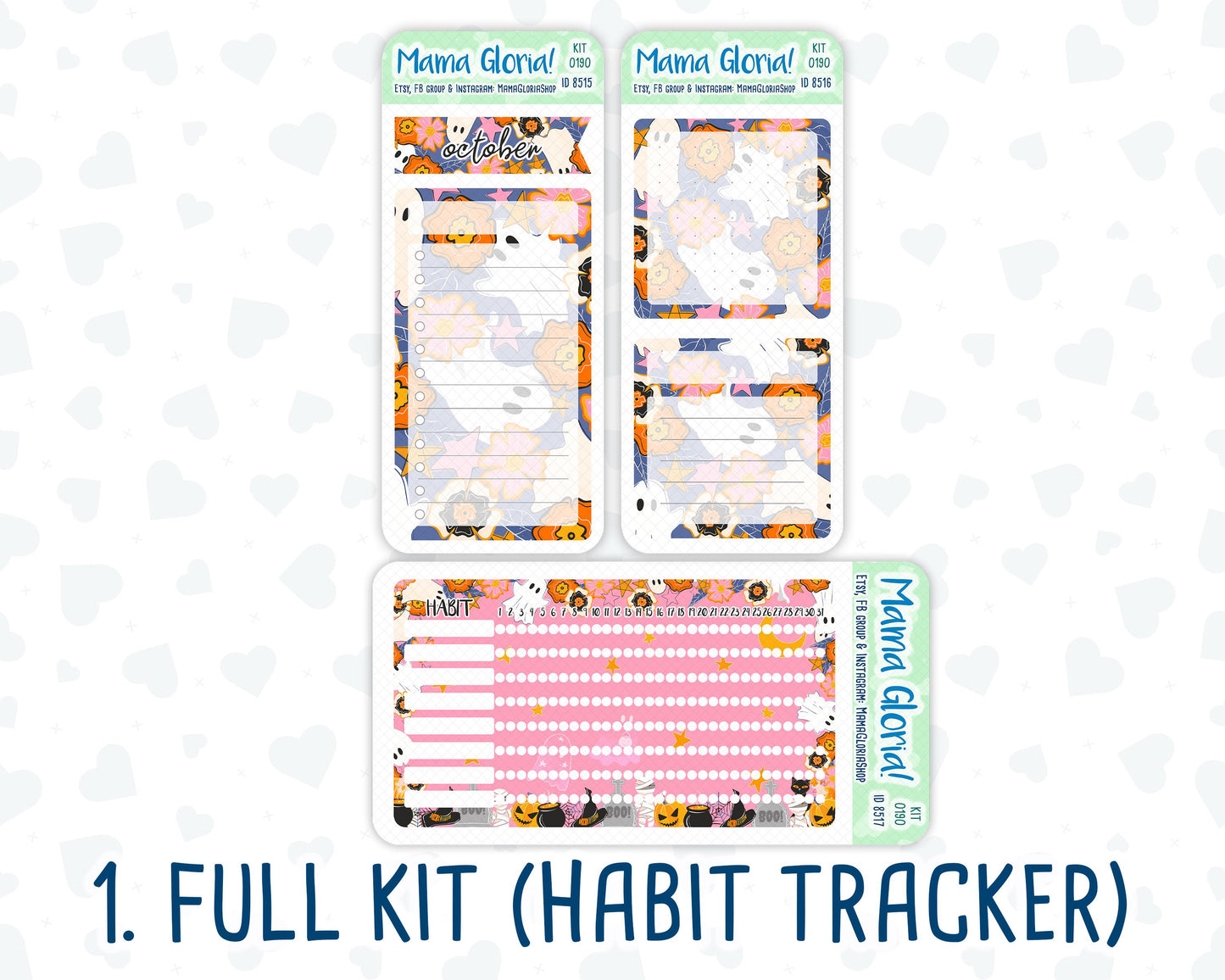 Kit 0190 - A5 - Halloween Spooktacular - October - Autumn- Notes Pages - Dashboard Kit - Productivity Page