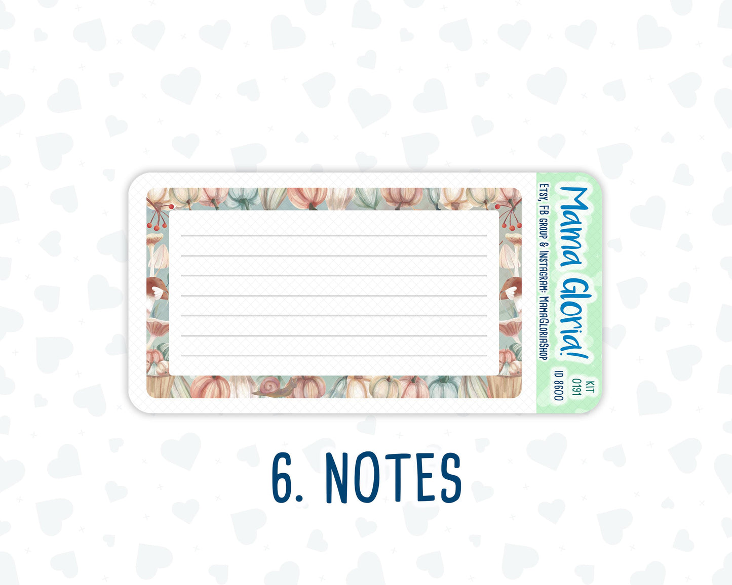 Kit 0191 - A5 - Autumn Harvest - October - Fall- Notes Pages - Dashboard Kit - Productivity Page