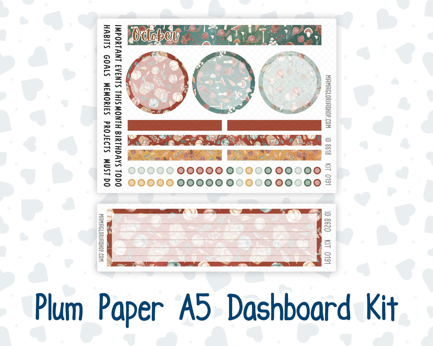 Kit 0191 Plum Paper A5– Dashboard - Autumn Harvest - October - Autumn