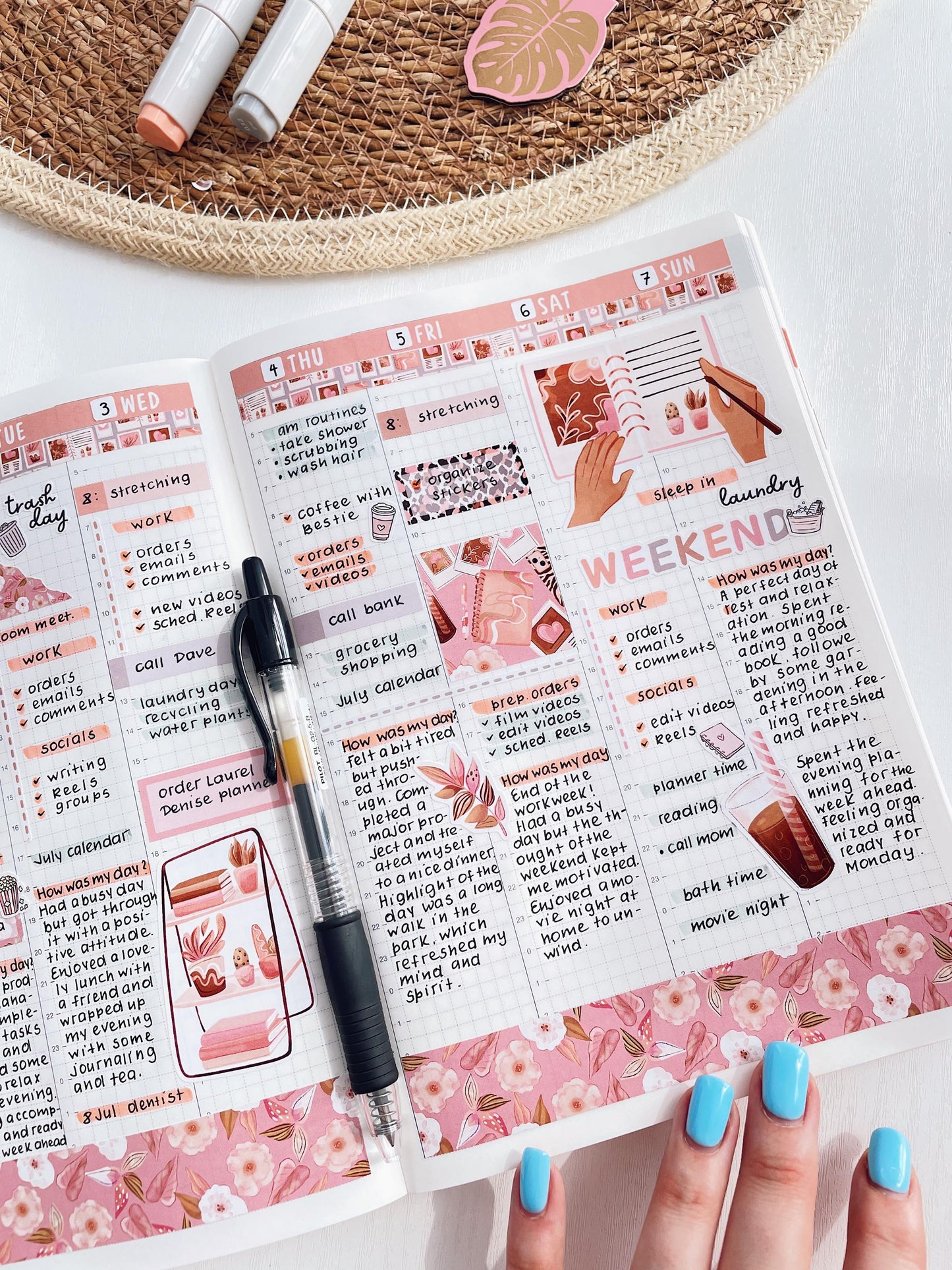 Kit 0194 Hobonichi Cousin – Weekly Kit – 1.3” Wide Columns - Floral Dreams - November - Fall