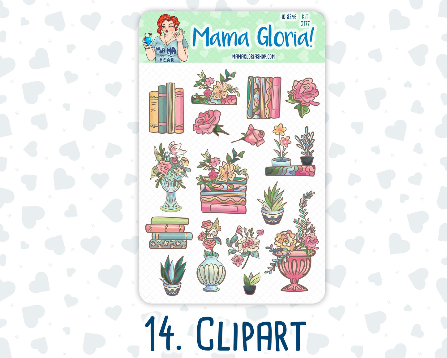 Kit 0177 Add Ons - Books&Roses- Planner Stickers - Kit 2024