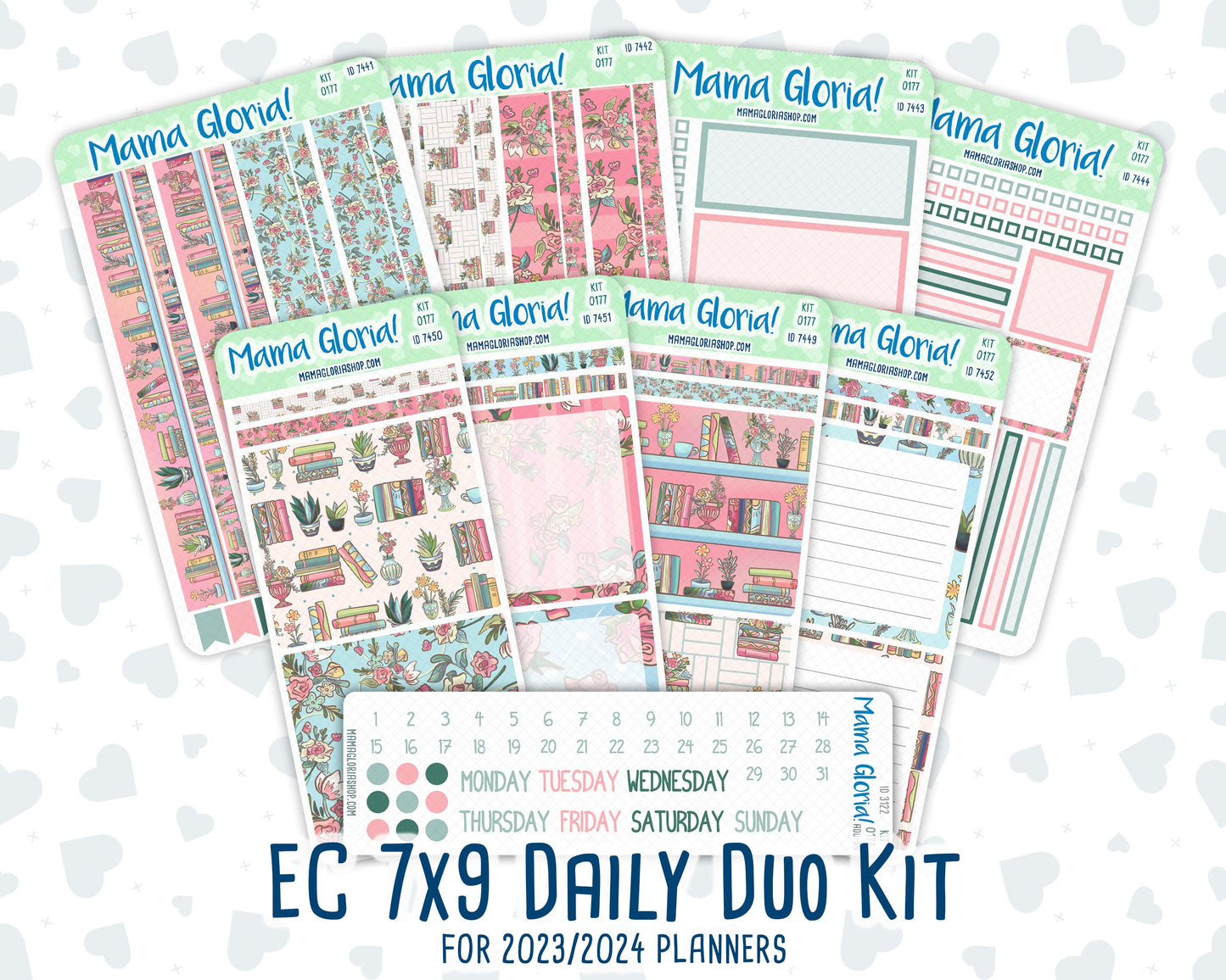 Kit 0177 - 7x9 Daily Duo - Books&Roses - Planner
